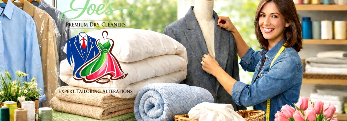 Westbury Cleaners handling spring dry cleaning, alterations, bedding, and curtains in Westbury